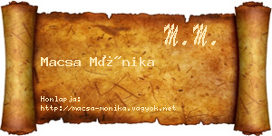 Macsa Mónika névjegykártya